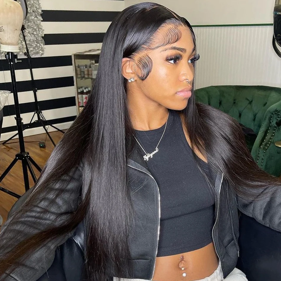 

Straight Lace Front Wig Human Hair 30 inch 13x4 HD Lace Frontal Wig 180 Density Glueless Human Hair Lace Frontal Wigs