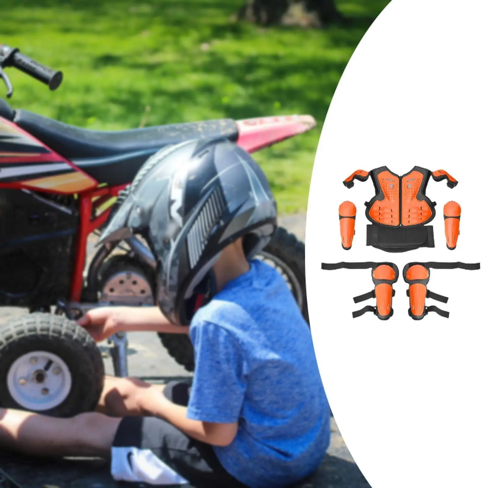 어린이용 오토바이 풀슈트 라이딩 가드 가슴 척추 등 보호대 (스케이트보드, 스키, 사이클링, 스케이팅)