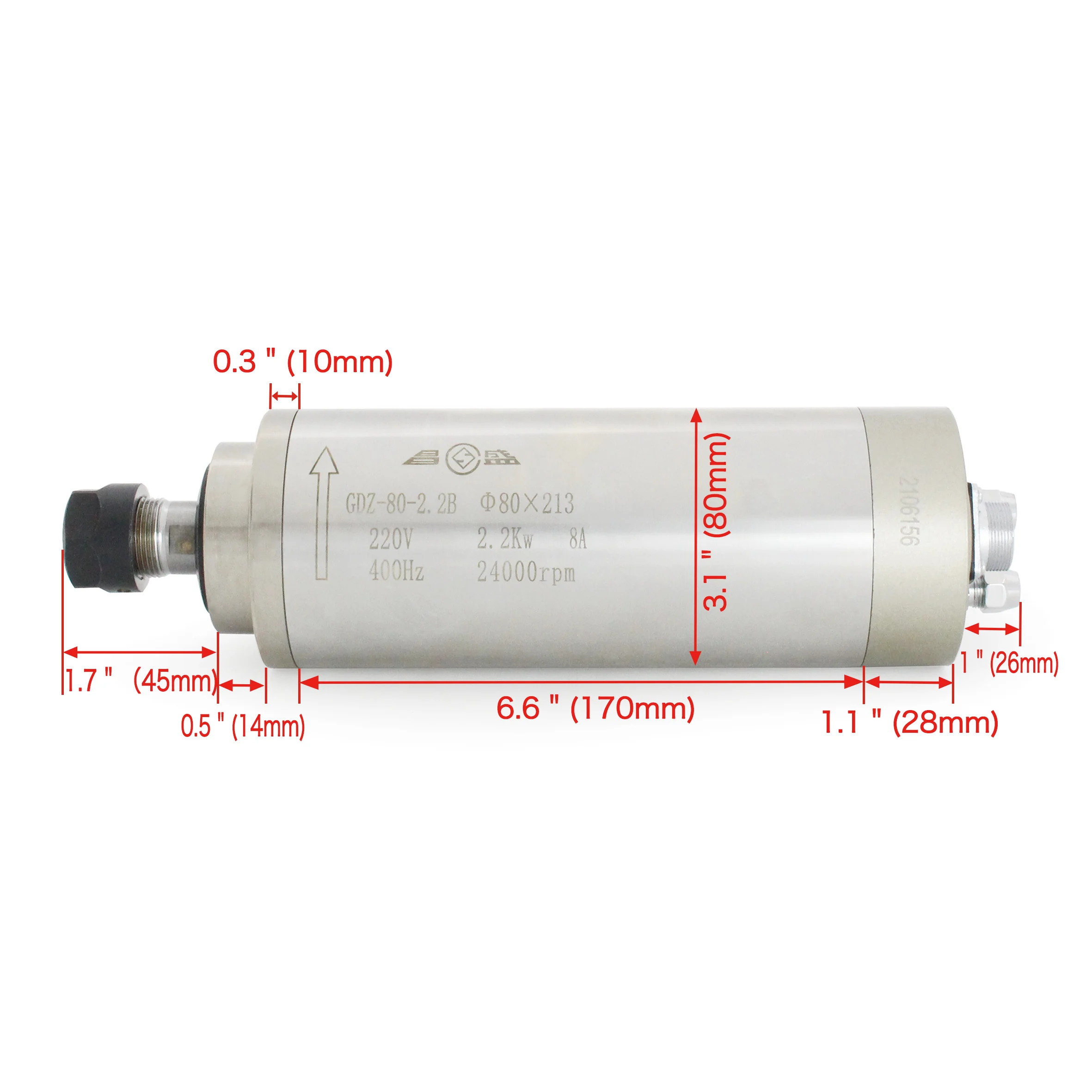 【EU/US】CNC Milling Spindle 2.2kw ER20 Water Cooled Spindle 4 Bearings 24000rpm & 2.2kw VFD Inverter 220V & 80mm Clamp & 80W Pump