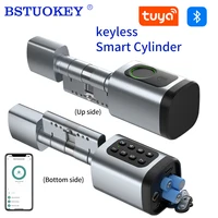 Electronic Digital Tuya Smart Cylinder With Fingerprint Password App Bluetooth Card Mechanical Key Easy Replacement 4AAA Battery