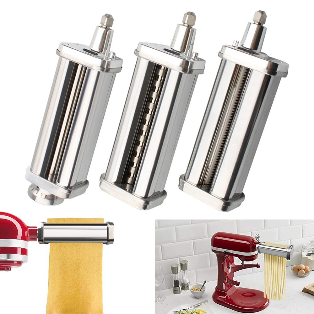 VEVOR Pasta Maker Attachment for KitchenAid Stand Mixer, 3 in 1 Pasta Attachments Including Pasta Roller, Spaghetti Fettuccine Cutter and Cleaning