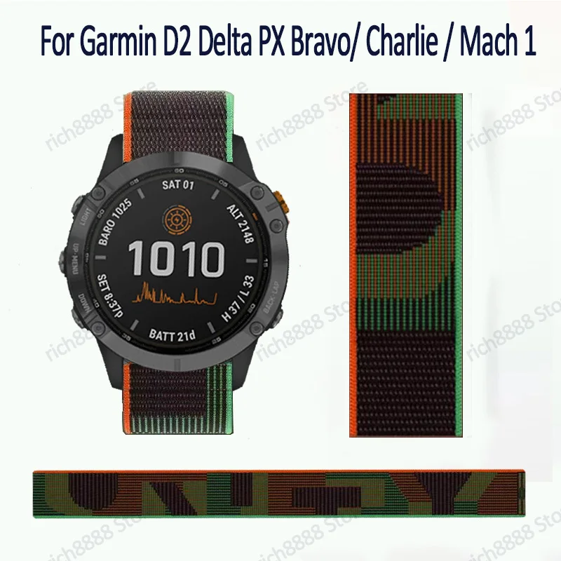 Cinturino In Nylon Hook & Loop Per Garmin D2 Delta Px Bravo/ Charlie / Mach 1 Cinturino Di Ricambio Smartwatch 26Mm 22Mm Braccialetti