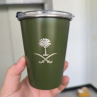 The national emblem of Saudi Arabia logo Simple design 304 Stainless Steel Beer Mug Outdoor Camping Coffee Mug Wholesale 345ml 2