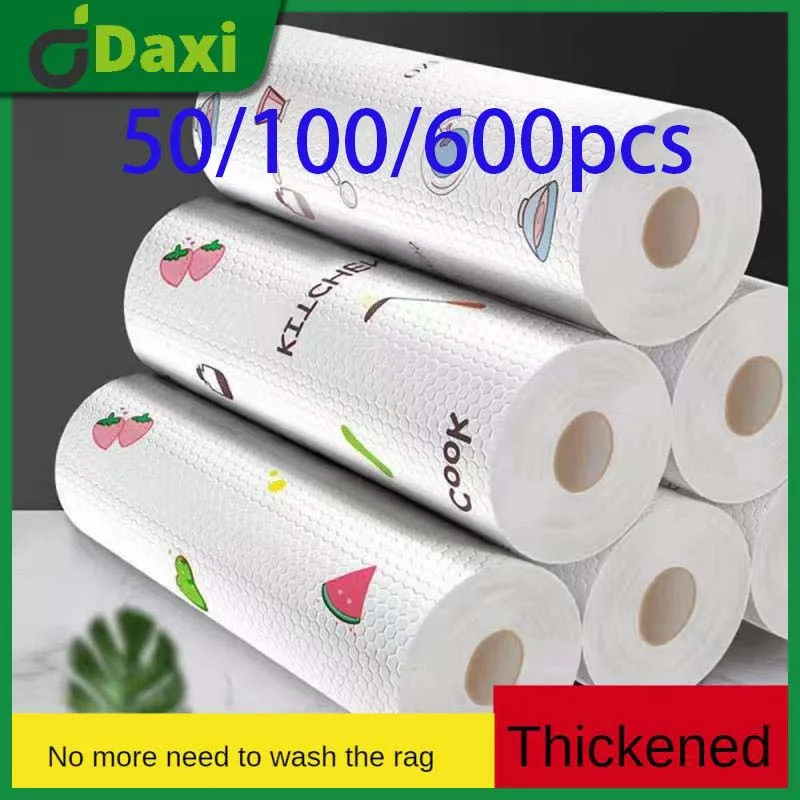 50/100pcs Oil Absorbing Kitchen Paper Towel Water Absorbing Home Cleaning Wash Cloth Wet And Dry Kitchen Removal Cleaning Rag