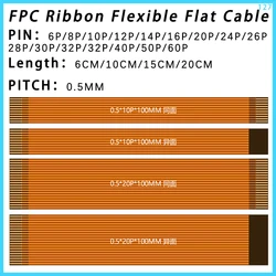 Gold - Plated FPC Cable with 0.5mm Pitch - Assorted Pin Configurations - 60P (20CM)