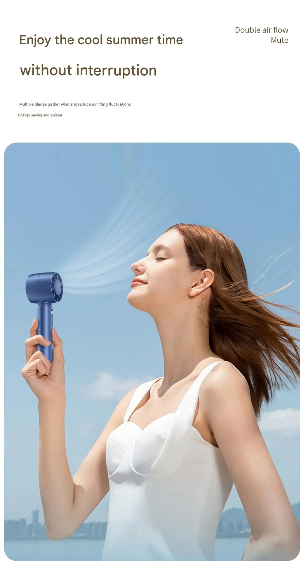 Turbo handheld small fan USB charging mini outdoor portable lightweight desktop stand with long-lasting battery life image 5