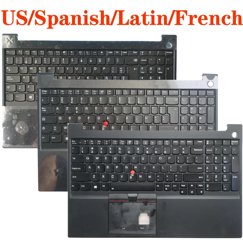 

NEW US Latin LA/Spanish SP/French FR AZERTY Laptop keyboard FOR Lenovo Thinkpad E15 Gen 2 palmrest upper cover NO/with backlight