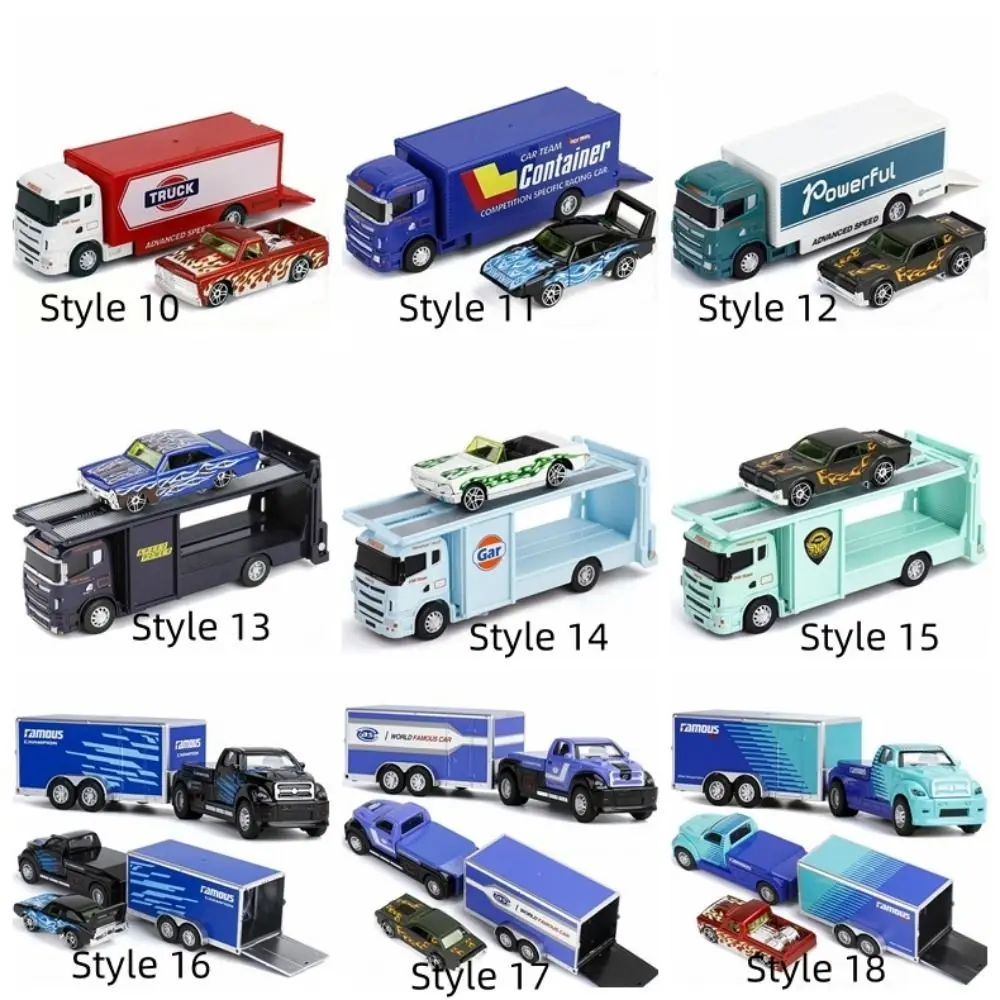 Scale 1:64 Alloy Trailer Model Movable Joint Transport Vehicle Rescue Engineering Vehicles Pull Back Sliding