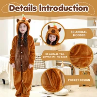 MICHLEY Carnaval Capybara Flannel Blanket Sleepers Onesie Hooded Children Costume Clothes Jumpsuit Sleepwear For Boys Girls 2