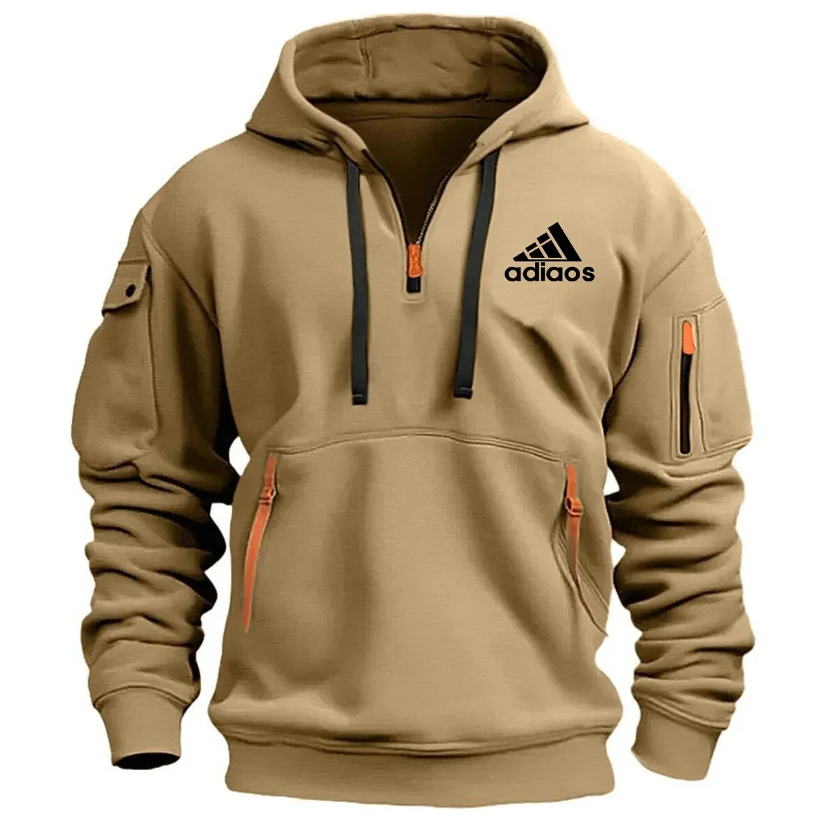 thumbnail image 1 of Suéter con capucha para hombre, novedad de primavera y otoño de 2024, con múltiples cremalleras y bolsillos en los brazos, jersey para hombre, abrigo deportivo informal de moda, 1 of 5