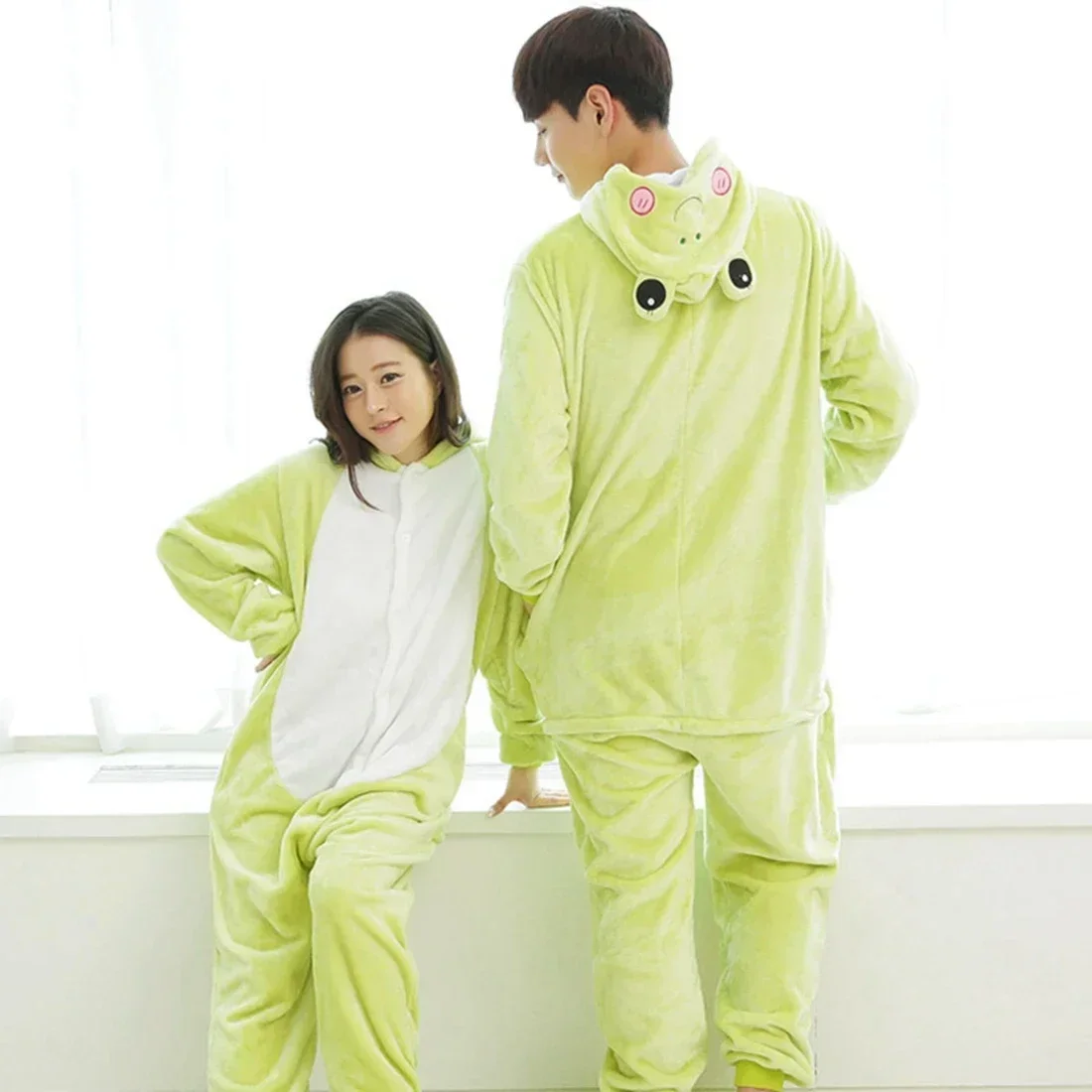 

Зеленая лягушка Kigurumis, Женская милая пижама в виде животного, мультяшный комбинезон, зимний теплый мягкий фланелевый костюм, домашняя одежда, одежда для сна