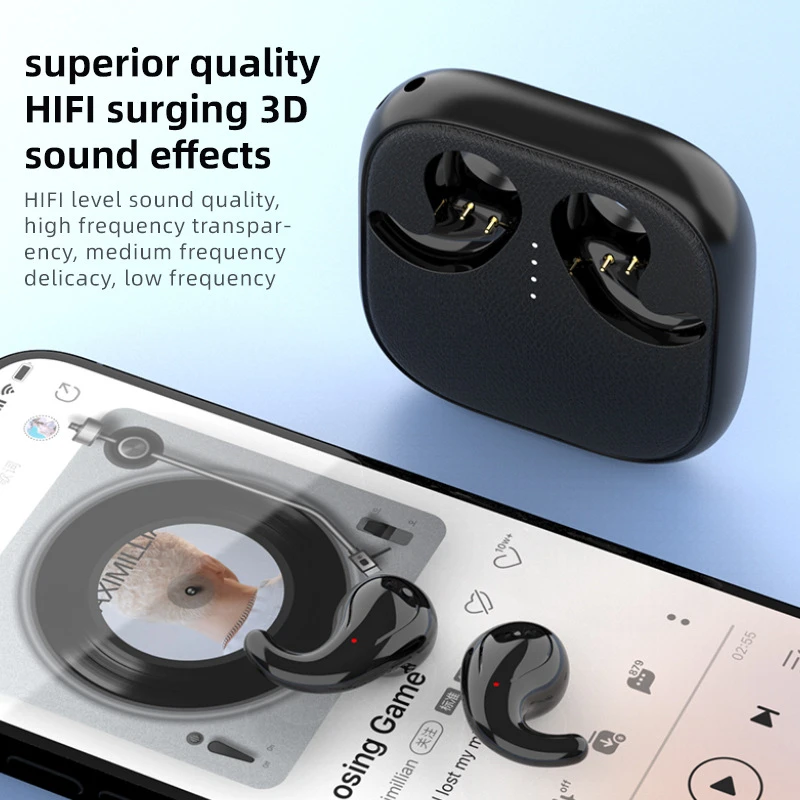 Wireless Sleep Invisible Headset Bluetooth 5.4 Mini TWS Earbuds Noise Cancelling Waterproof Stereo With Mic Earphones 4