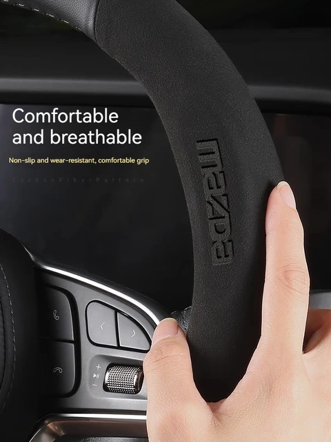 For Mazda 3 5 6 SKYACTIV Axela Atenza CX30 CX5 CX8 CX9 MX5 RX8 RX7 BT50 Carbon fiber Leathe Car Steering Wheel Cover Accessories 5