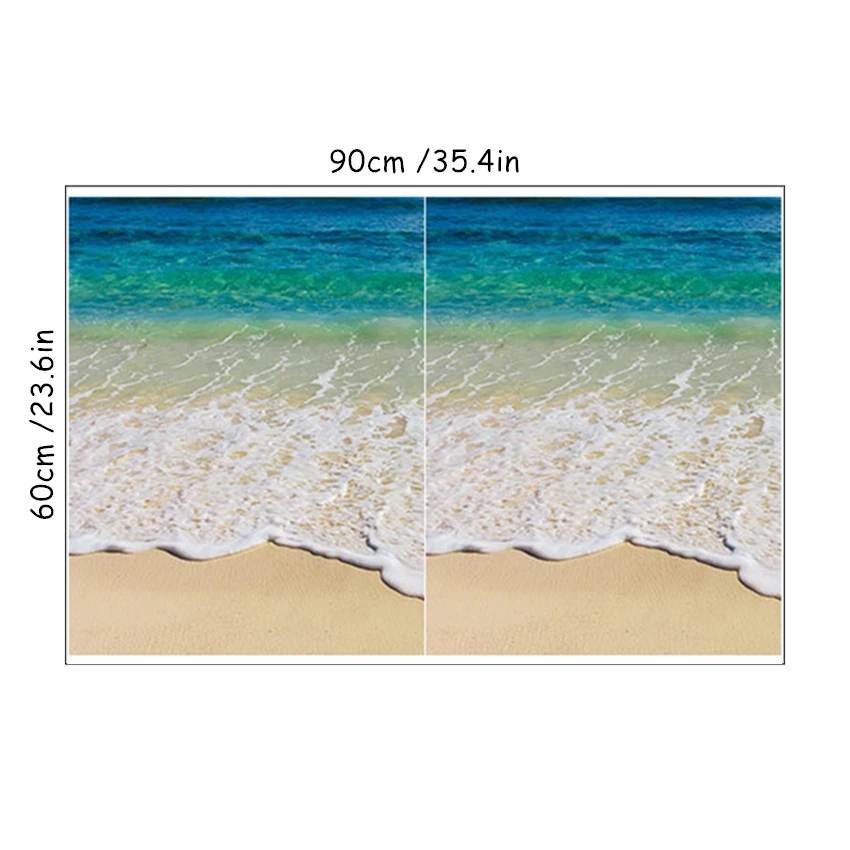 Lifelike Sea Wave Beach Vinyl Wall Stickers for Home Bathroom Kitchen Living Room Doorway Floor Decoration Waterproof Wallpaper