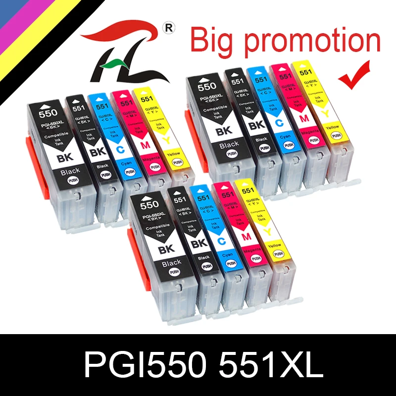 

Картридж для принтера Canon CLI 551 PGI 550 Pixma iP7250 iX6850 MG5550 MG5650 MG6450 MG6650 MX725 MX925, 15 шт.