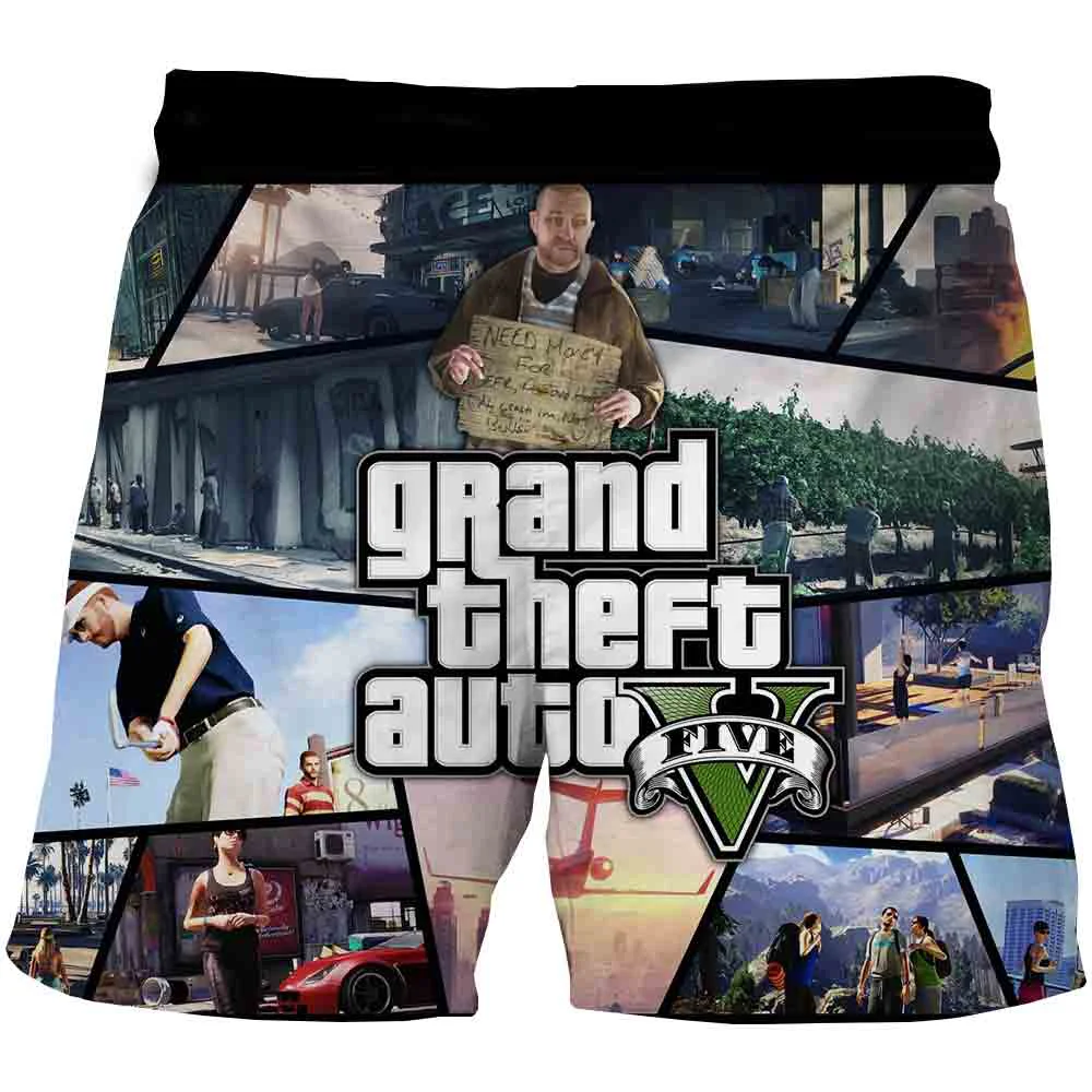 New GTA 5 Grand Theft Auto Game 3D print swimming trunks Men Summer
