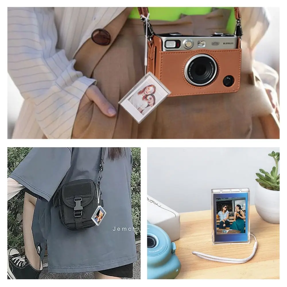 3 인치 필름 투명 사진 보관 상자 Fujifilm Instax Mini 12/11/9/8/7 용 인스턴트 카메라 사진 케이스 (스트랩 포함)