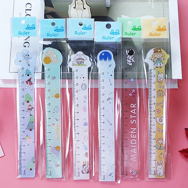 

Cartoon Ruler Drawing And Measuring Tool Student Ruler Painting 15cm Learn Kawaii Stationery Office School Supplies