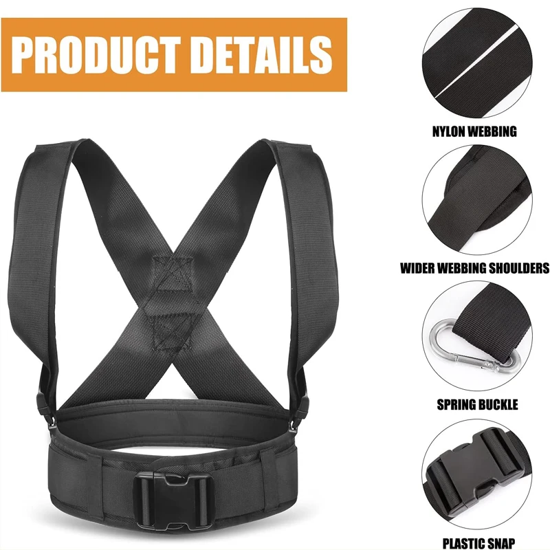 Sled Pulling Harness Tire Pulling Harness With Pull Strap For Resistance Training Adjustable Padded Shoulder Strap gym accessories