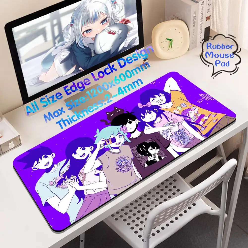 O_omori Mouse Pad 1200x600 Rubber Mouse Pad Esports Computer Keyboard Gamer Keyboard 4mm Super Computer Desk Mat