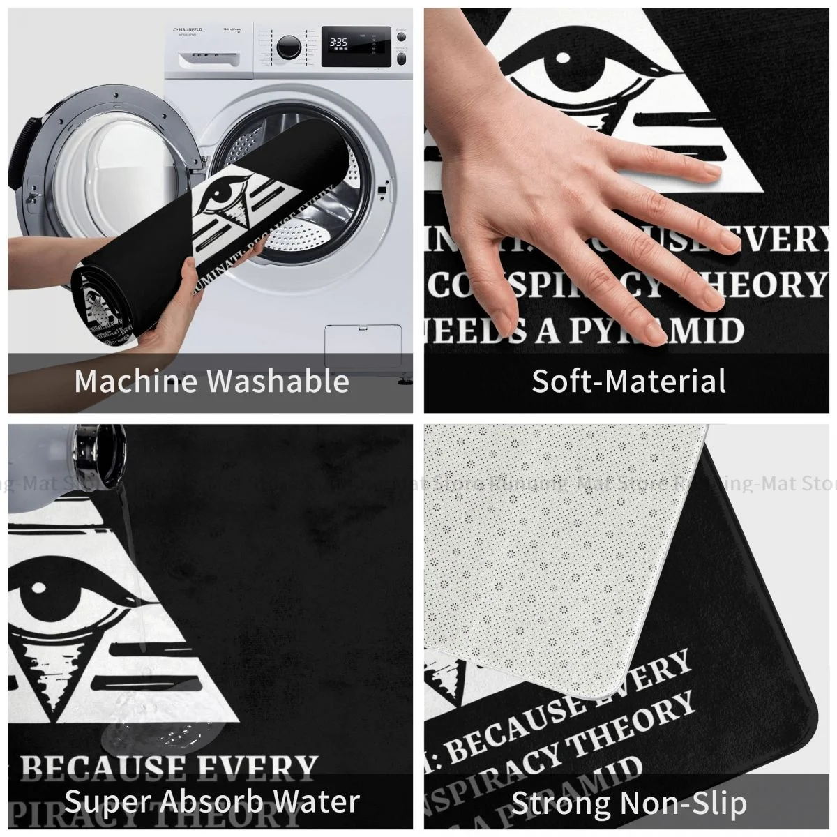 Illuminati Bathroom Mat Because Every Good Conspiracy Theory Needs A Pyramid Doormat Kitchen Carpet Entrance Door Rug Home Decor 3