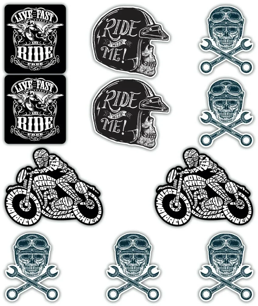 

For 1Set Biker Large Laminated Sticker set Motorbike Motorcycle Cafe Racer Bobber Rocker