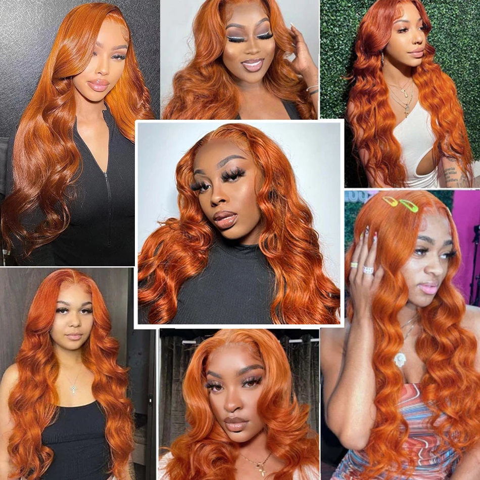 Orange Ginger Body Wave Lace Front Wigs