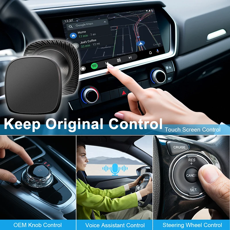 2025 Carplay Ai Box 5 In 1 Android 14 Wireless Carplay Android Auto Adapter 4/8-Core For Netflix YouTube car intelligent systems