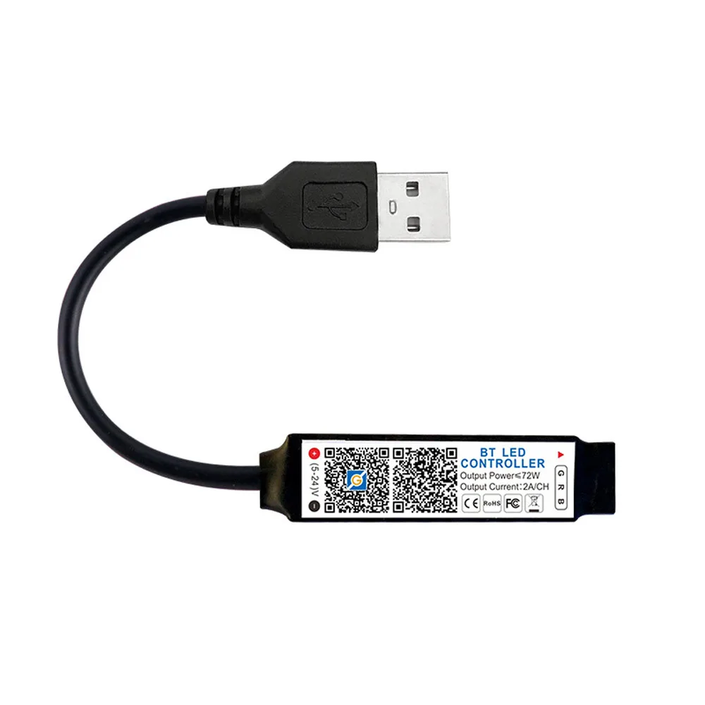 LED Strip Controller Mini RGB Bluetooth-compatible Controller Music LED Light Strip Controller for RGB Tape Lights Smart APP Control DC 5V 12V 24V