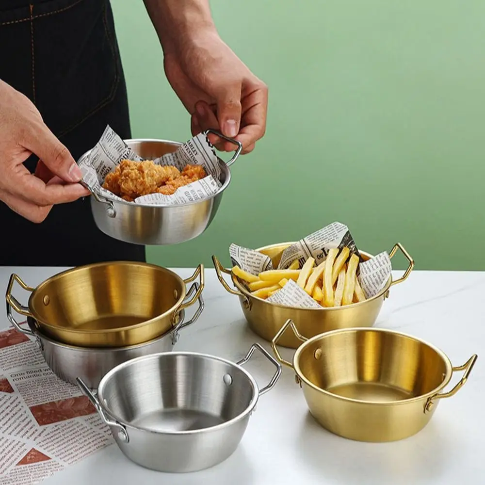 Stainless Steel Bowl 1Pcs with Handle Food Serving Korean Cuisine Sauce Seasoning Dish Kitchen Tableware