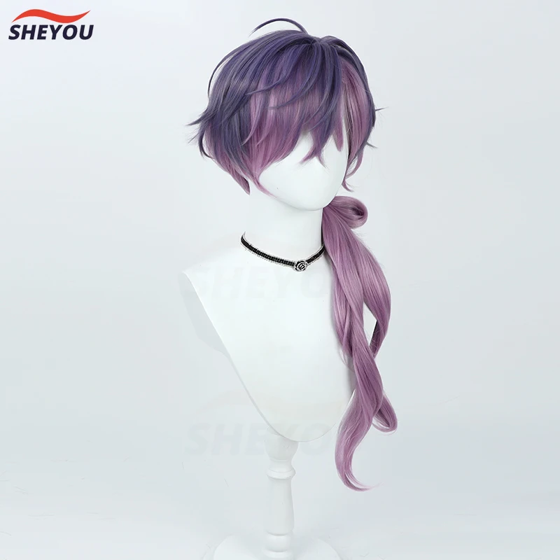 Vtuber NIJISANJI Uki Violeta Cosplay Wig Dark Purple Gradient Long Heat Resistant Synthetic Hair Anime Cosplay Wigs + Wig Cap