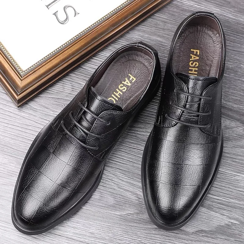 New Plus Size 37-49 Shoes Men's Flat Heightening Business Shoes Banquet Leather Shoes for Man British Casual Wedding Suit Shoe