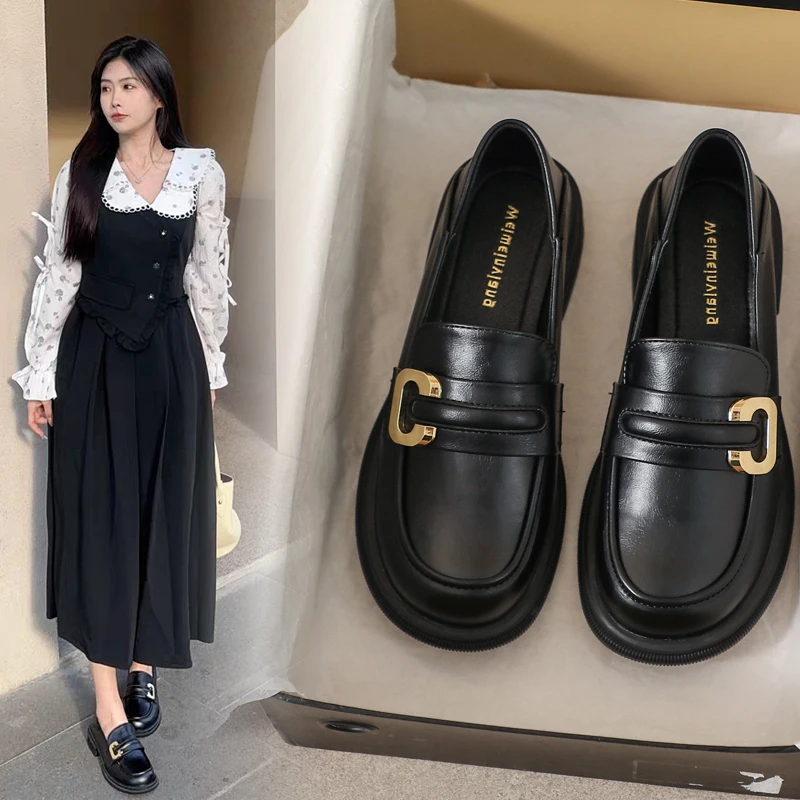 

Туфли дерби женские с мехом, мягкие повседневные кроссовки на плоской подошве, круглый носок, без застежки, кожаные, Ретро стиль, D, лето