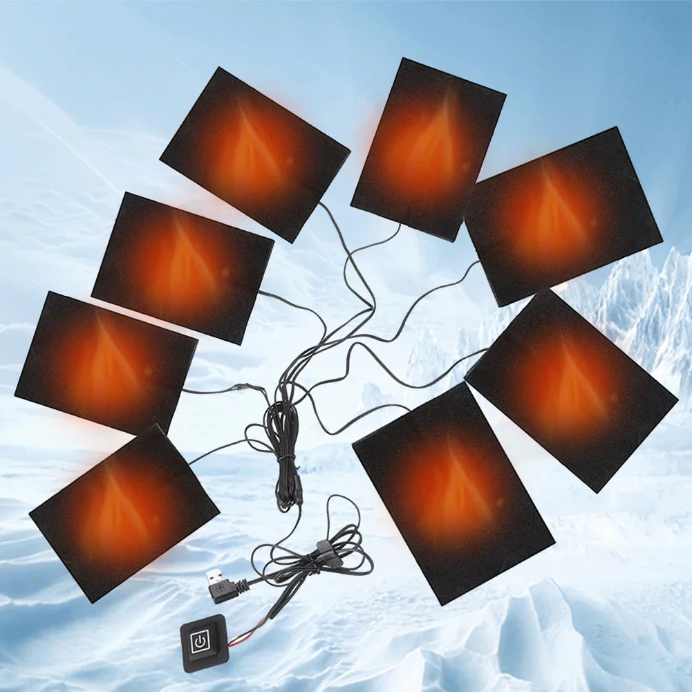 전기 온열 재킷 난방 패드, 3 단계 USB 전기 천 히터 패드, 야외 따뜻한 겨울 난방 조끼 패드, 스키용