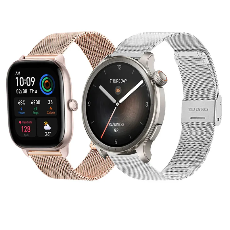 Cinturino Milanese Da 20Mm/22Mm Per Amazfit Gts 4/3/2/2E/3/4/Gts2 Mini/Gtr 4 42 47/Gtr2/3/4/Pro/Balance Metal Bracciale Per Amazfit Bip 3