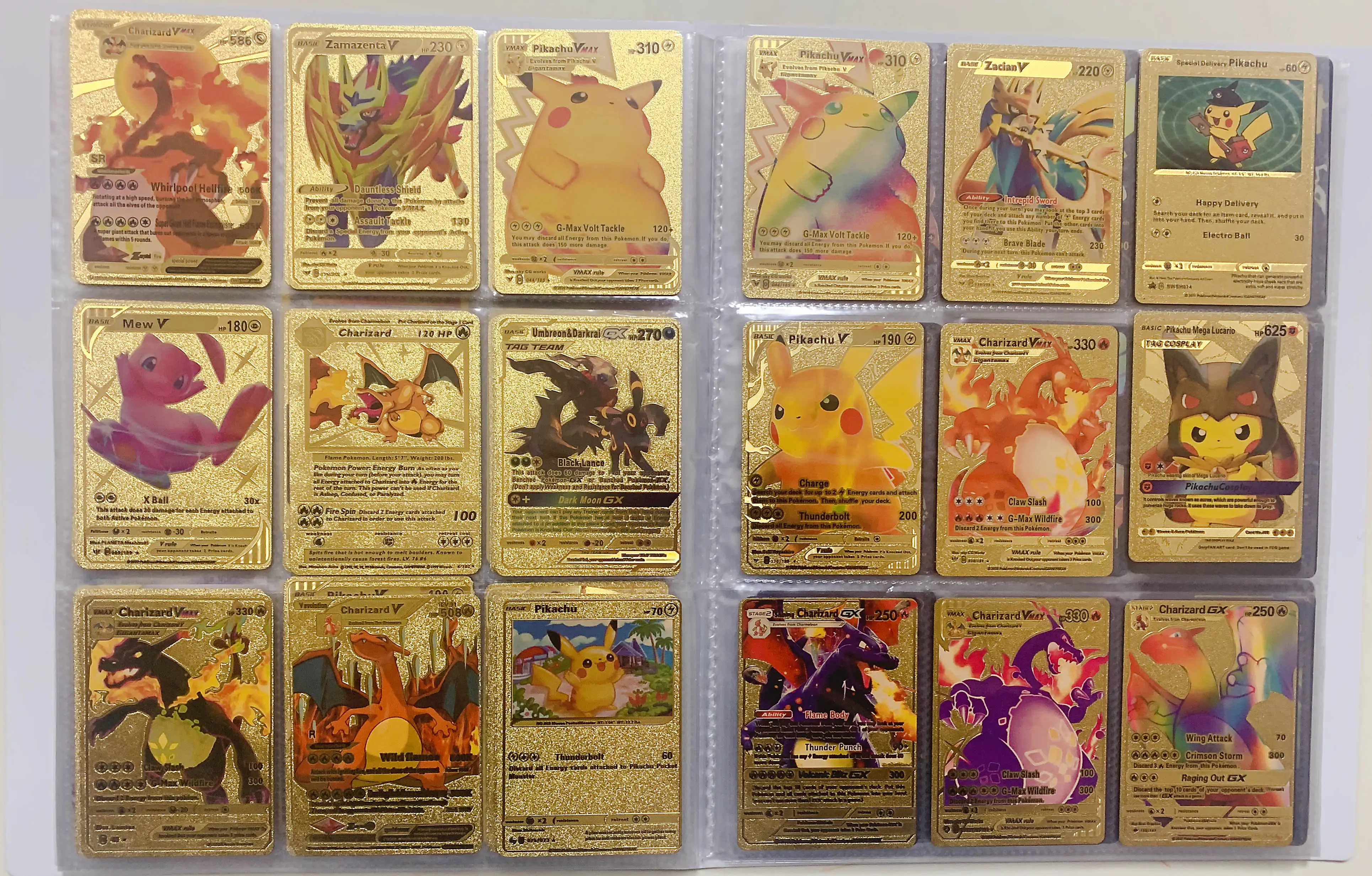 Pokemon Metal Card Spanish Box Gold Black Golden Letters Silver English Vmax Gx Collection Charizard Pikachu Cards Pack Toy Gift