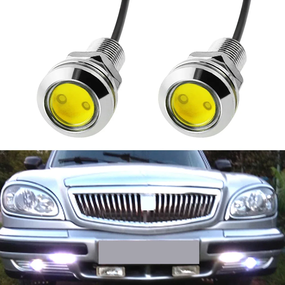 2 Pz Drl 18Mm Car Eagle Eye Silver Shell Drl Led Luci Di Marcia Diurna Led 12V Backup Retromarcia Segnale Di Parcheggio Automobili Lampada