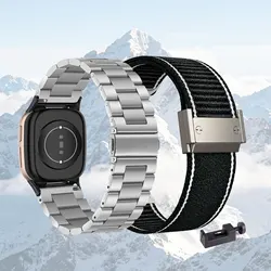 Dual - Pack Band Set: Premium Metal & Durable Nylon (Silver - Black)