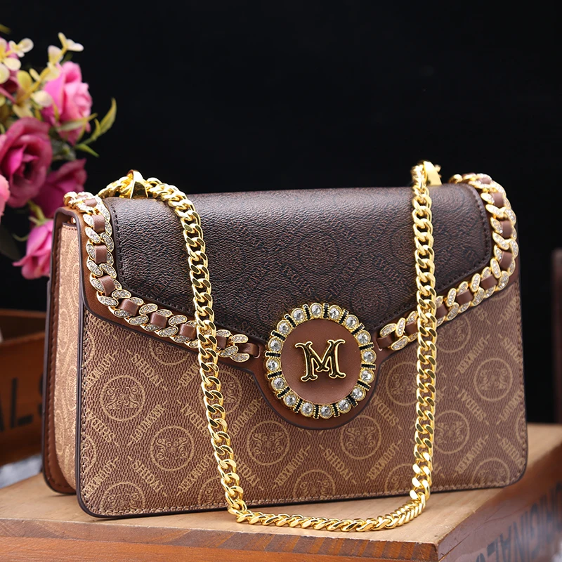 

2023 New Famous Designer Genuine Leather Small Square Bag High Quality Women Leather Handbags Fashion Chain Diamond Shoulder Bag