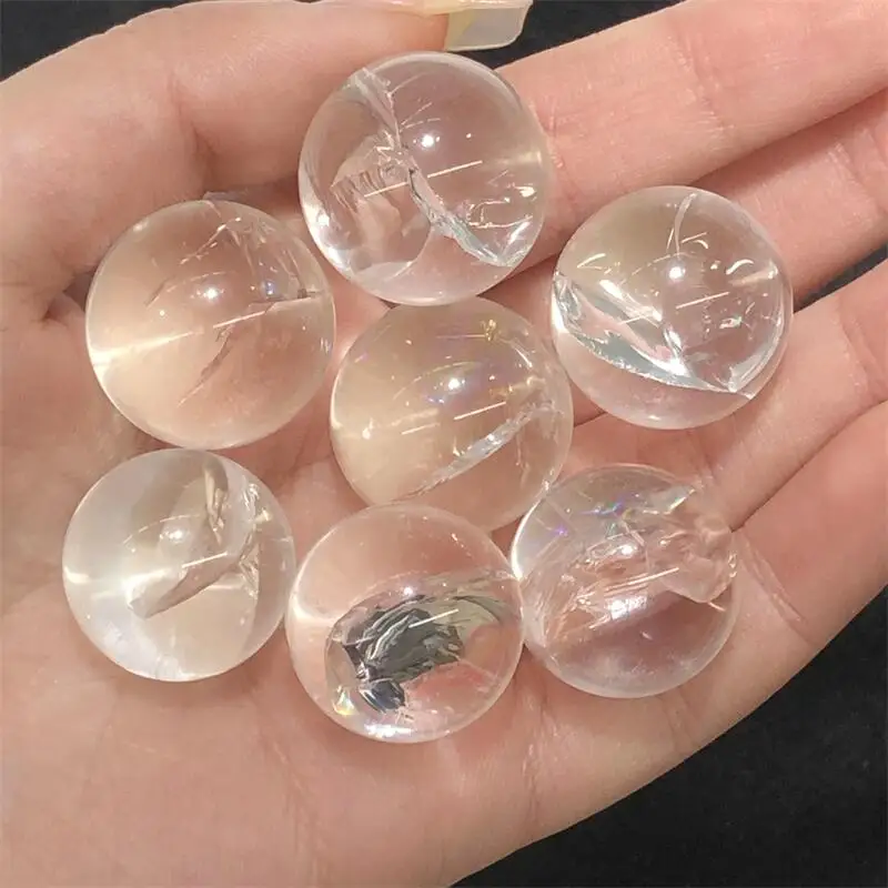 

5pcs Natural Crystal Rainbow Clear Quartrz Sphere Carving Healing Stone Reiki Polished DIY Home Room Decoration Gift