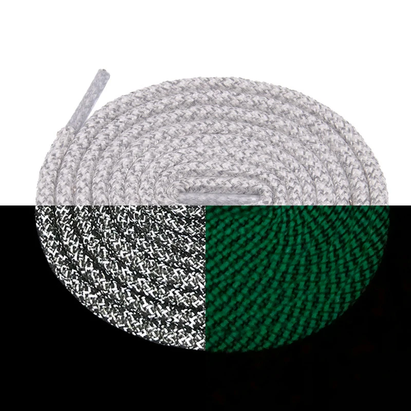 Weiou New 0.5 Cm Diameter Creative Reflective And Fluorcscent Shoelaces Night Running Safety Sneaker Laces Black White Green
