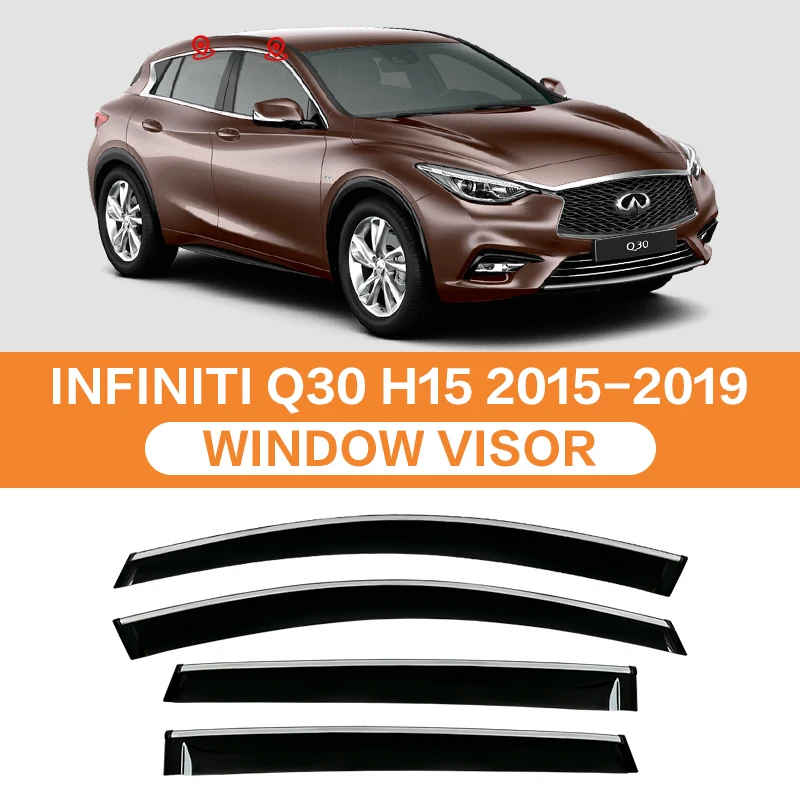 Per Infiniti Q30 H15 2015-2019 Visiera Per Finestra In Plastica Vent Shades Protezione Per Deflettore Pioggia Solare