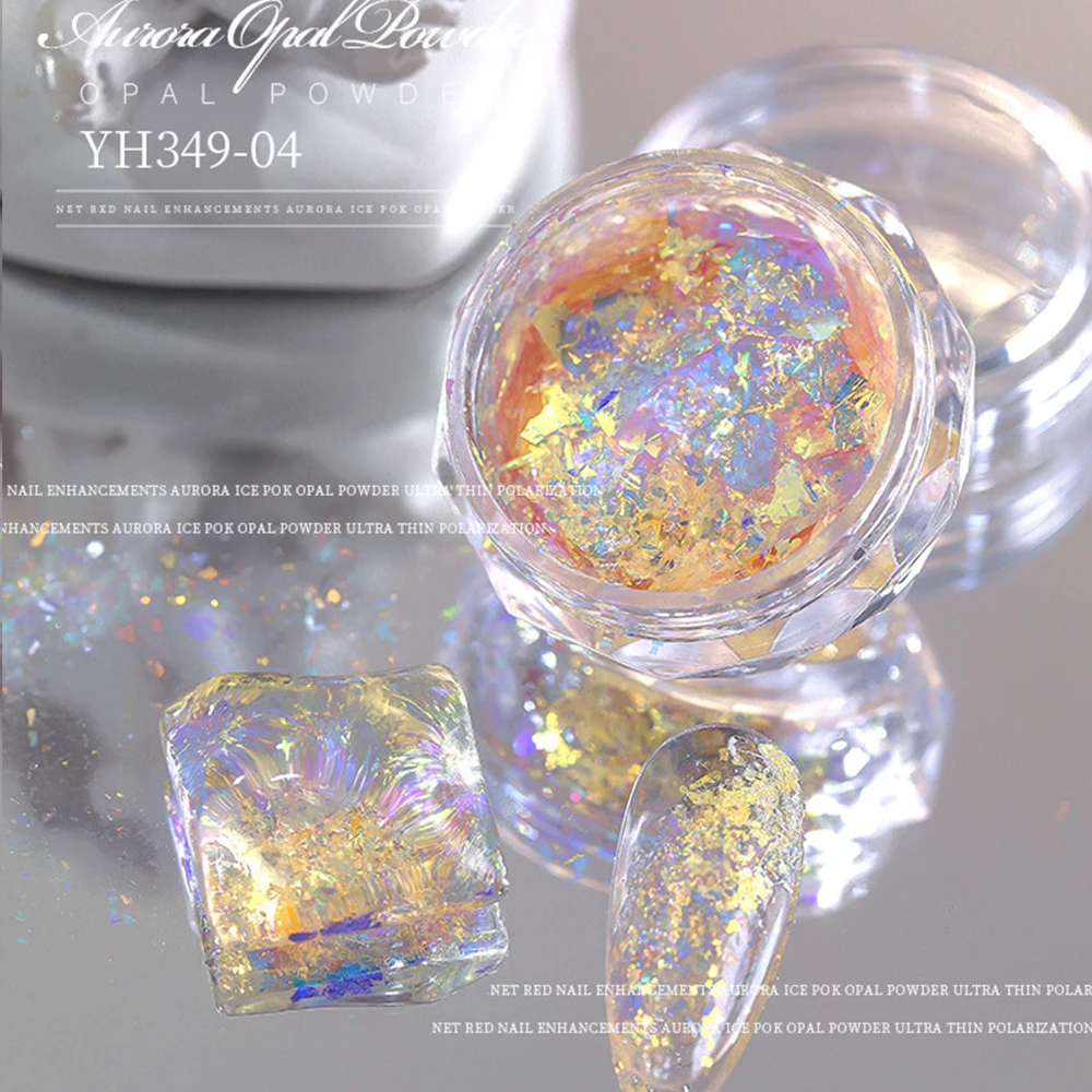 Aurora Iridescent Opal Nail Glitters Ice Crystal Opal Powder Sparkly Nail Flakes Slice Brocade Sequin Manicure Accessories