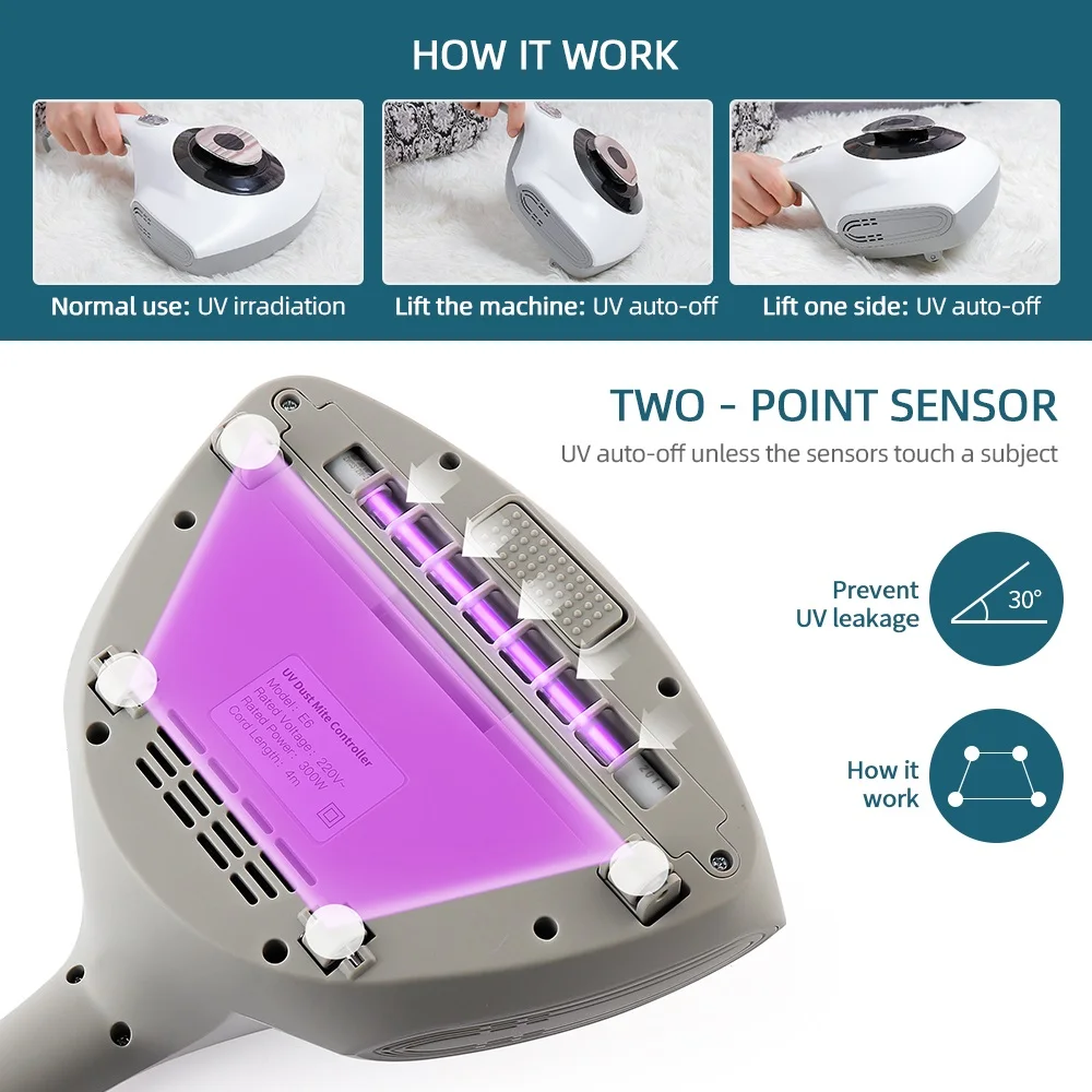 Aspirapolvere portatile da 10000Pa, antipolvere, UV-C, strumento per la rimozione degli acari, per la pulizia di materassi, cuscini, divani_voghion.com