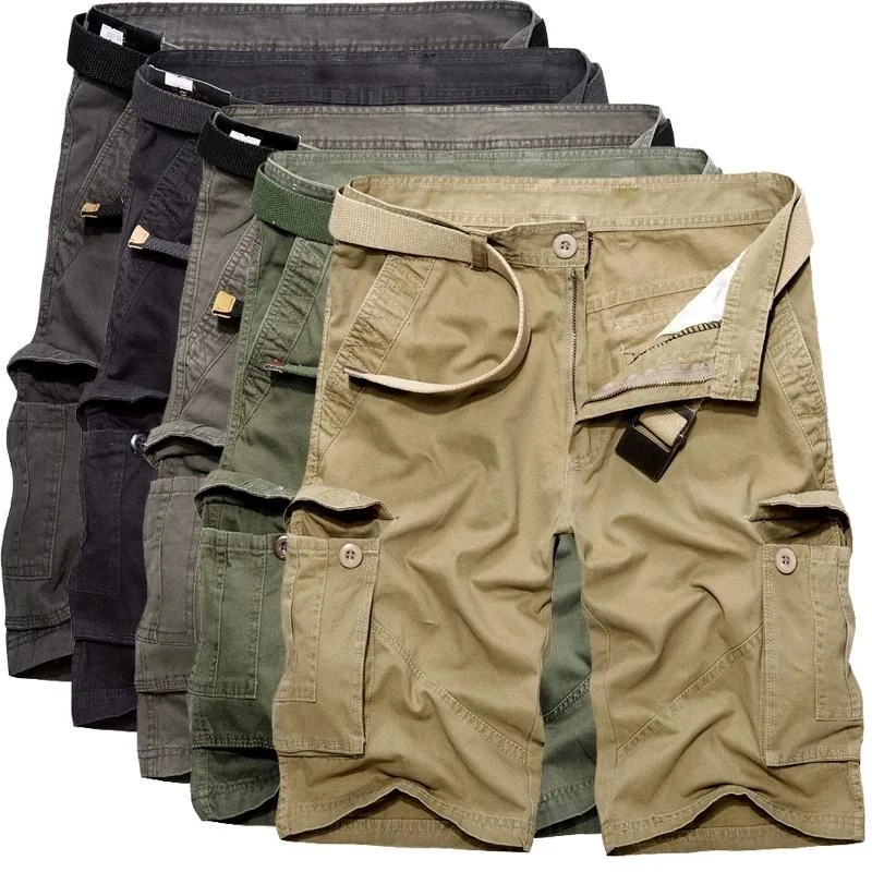 

Summer Men's Fashion Overalls Cotton Casual Loose Multipocket Shorts Cargo Shorts Large Size