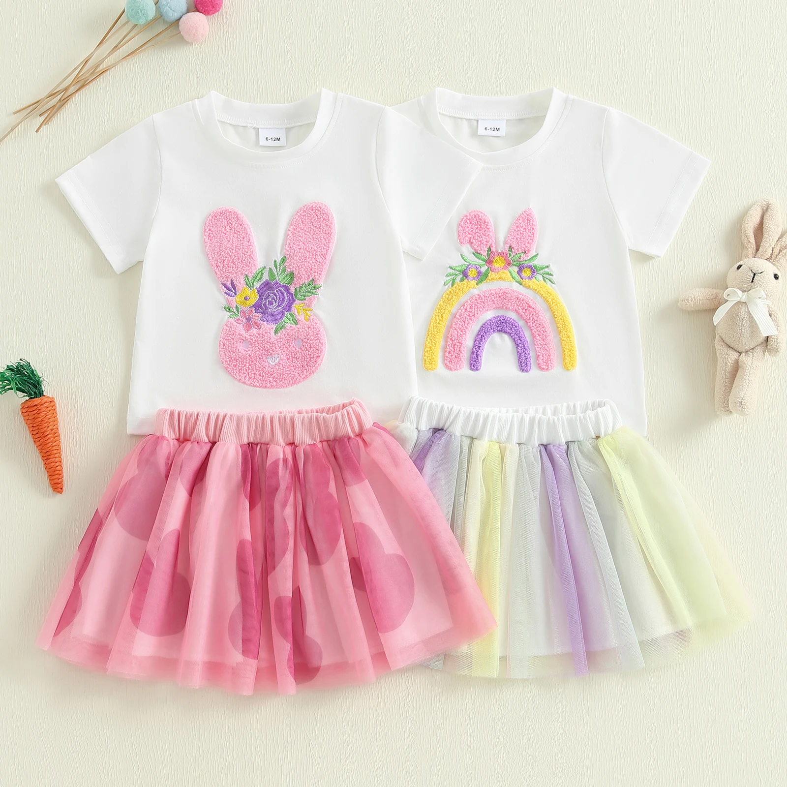 Easter Rainbow T-Shirt & Skirt Set 1