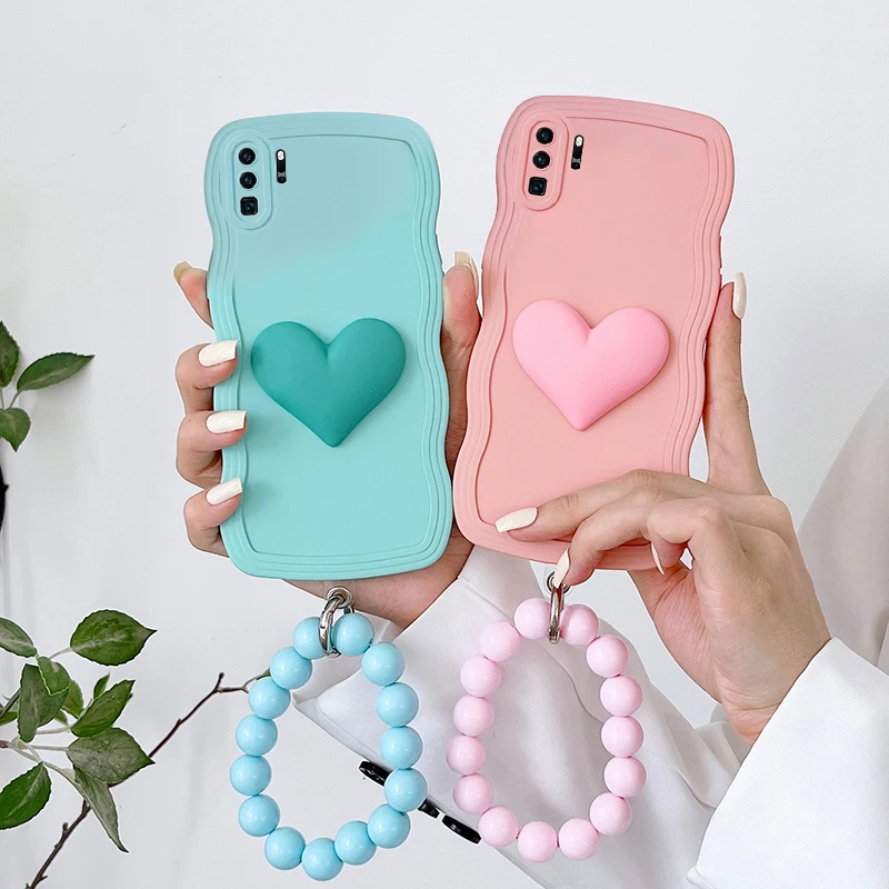 Per Huawei Mate 20 30 40 Pro Custodia Morbida Ondulata Per Huawei Y9S P30 P40 Pro Custodia In Silicone A Cuore Per Honor 70 60 50 Solid Tpu Cover
