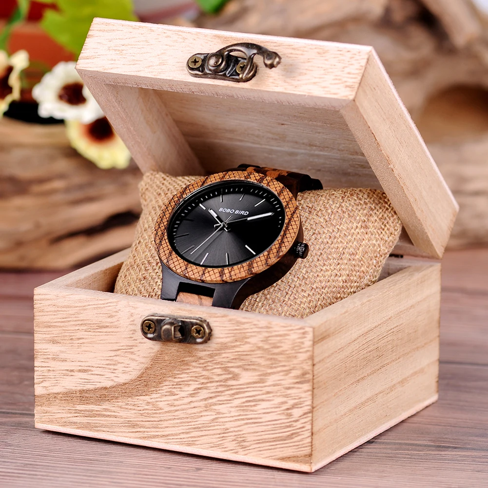 BOBO BIRD Men's Watches Top Brand Wooden Quartz Wristwatch Luminous Pointer With Gift Box Support Custom Dropshipping