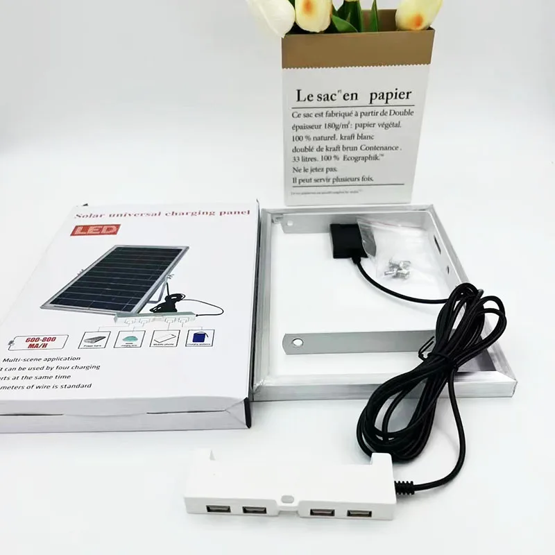 태양열 범용 충전 패널, 충전용 USB 포트 4 개, 6V, 6W