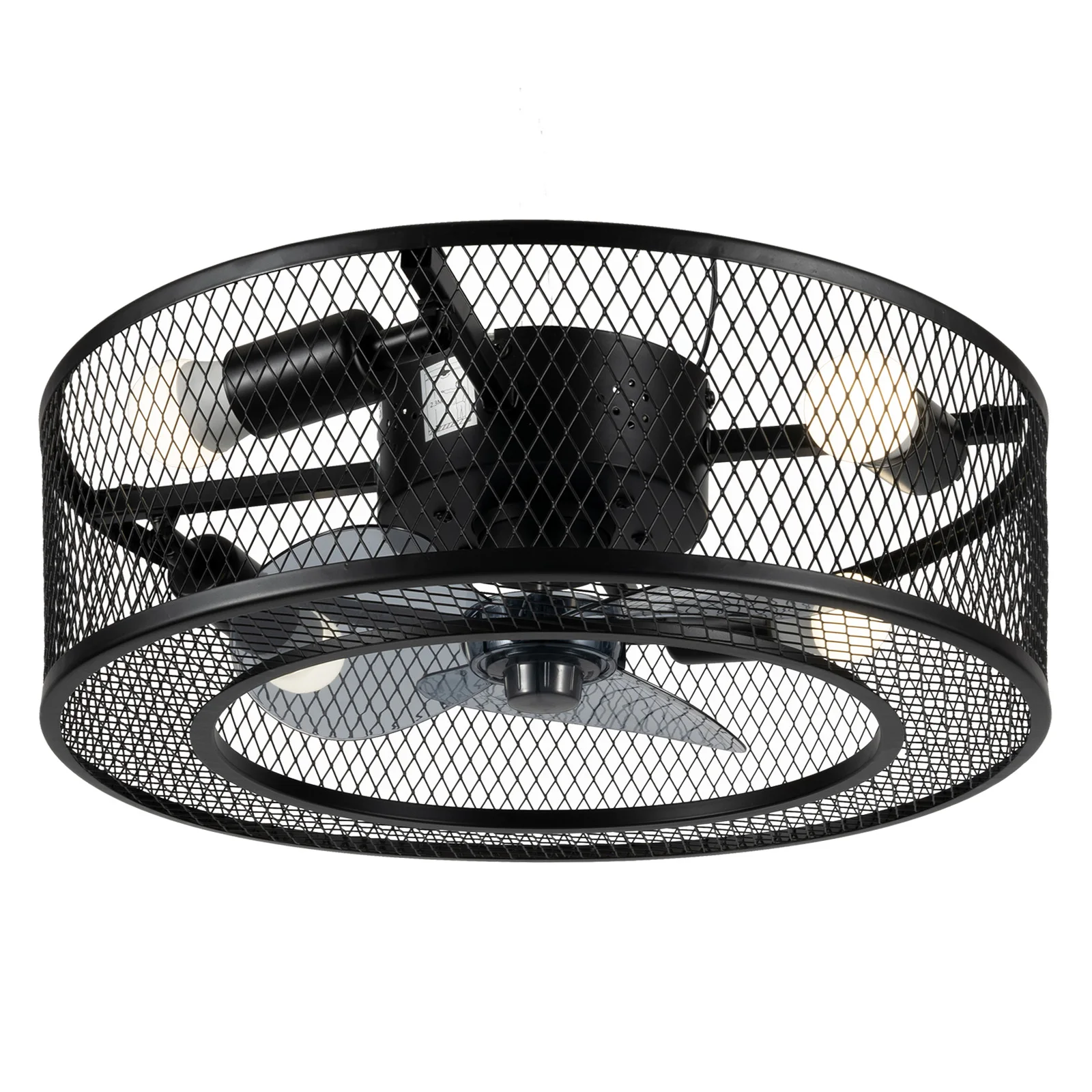 3 Blades 45cm/18inch Remote Control Ceiling Fan with Caged Light Vintage Industrial Style Applicable for 107.6-161.5ft&sup2; Area